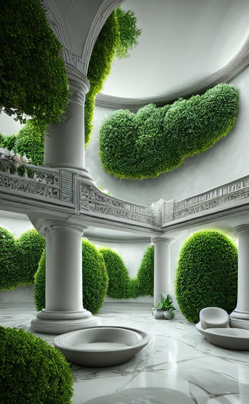 Prompt: highly detailed villa garden natural beautiful light interior soft cinematic composition of a smooth ceramic porcelain biophilic magnolia stone nebula fluid sci - fi surreal flowers architecture landscape, furniture, granite, trees, marble, vincent callebaut composition, 8 k, unreal engine, hdr