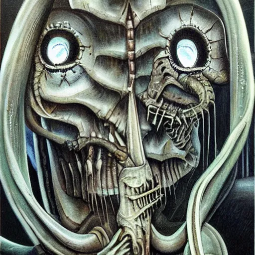 Image similar to a beautiful painting representative of the art style of giger