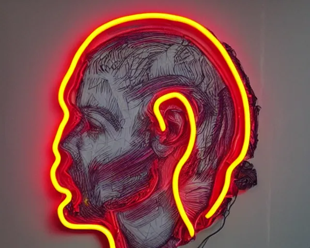 Image similar to renaissance davids head with neon art, hyper detailed