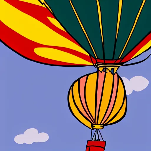 Prompt: hot balloon in the air of a cartoon character