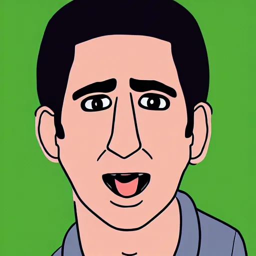 Image similar to ross geller from friends, in the style of rick and morty