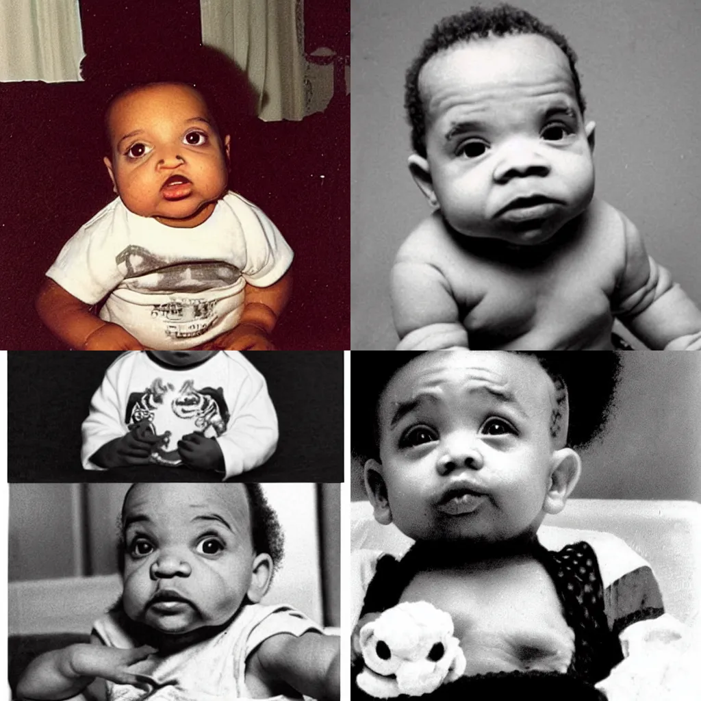 Prompt: ice t as a baby, a baby that looks like ice t