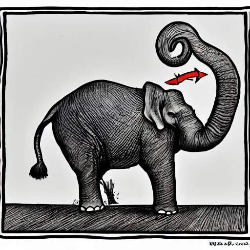Prompt: an absurd elephant, drawing from the far side