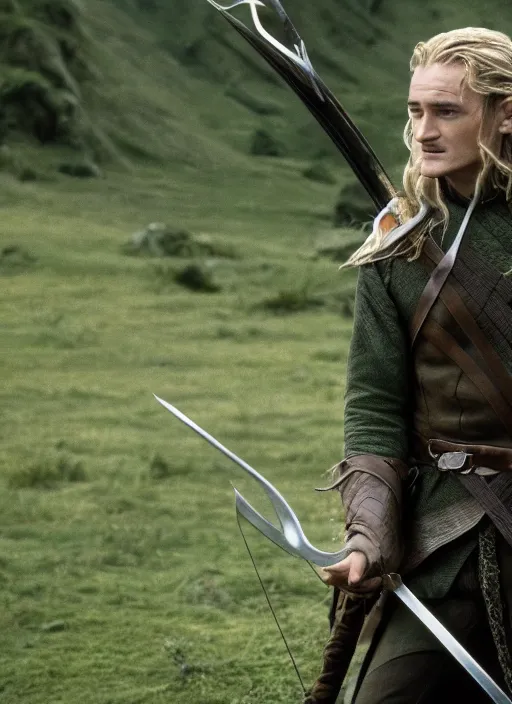 Image similar to film still of Sean Penn as Legolas in The Lord of the Rings, 4k