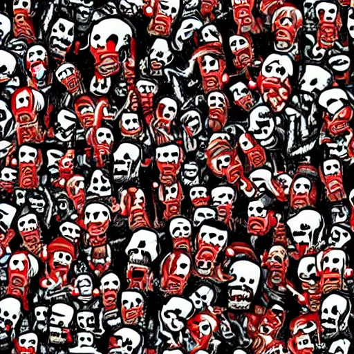 Image similar to where's waldo but it's zombies