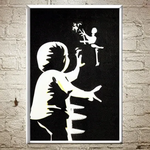 Image encadrée Artgeist Poster et affiche - Banksy: Because I'm Worthless -  30x45 (13298)