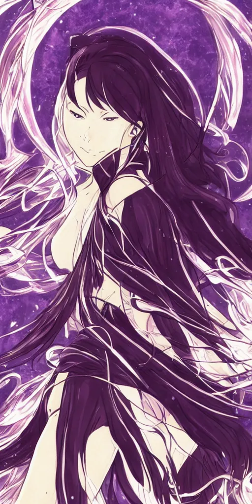 Image similar to a mystical woman priestess, the divine feminine, drawn by studio UFOTABLE,