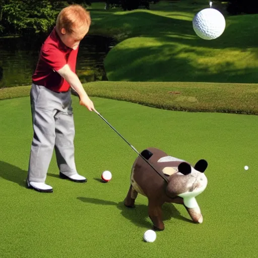 Image similar to animals playing midget golf