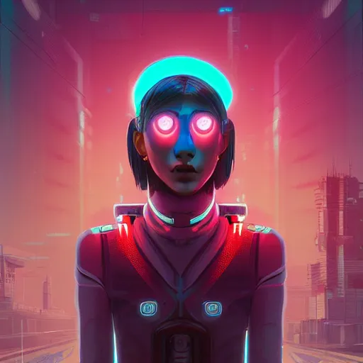 Prompt: A stunning profile of a symmetrical cyberpunk girl, by Simon Stalenhag, Trending on Artstation, 8K