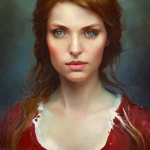 Image similar to portrait of a german woman ( 3 1 ) from germany in 2 0 2 1, an oil painting by ross tran and thomas kincade