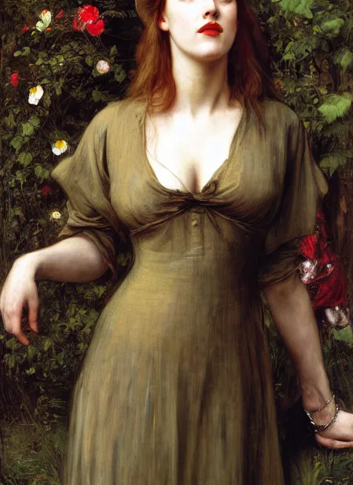 Prompt: a beautiful painting of young gillian anderson by John Everett Millais and Dante Gabriel Rossetti and John Collier and john william waterhouse, pre-raphaelite, detailed, trending on artstation, hd, masterpiece
