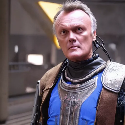 Image similar to Anthony Head as Cyberpunk Uther