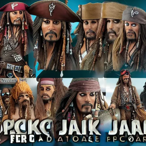 Prompt: jack sparrow action figures, unreal engine, high resolution