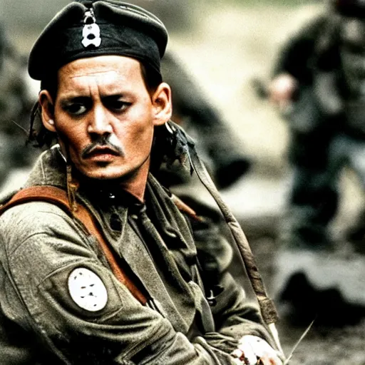 Prompt: Johnny Depp starring in saving private Ryan