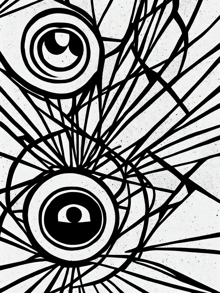 Image similar to graffiti, eye of thought, illustration, highly detailed, simple, geometric jagged lines, smooth, artstation, artwork by obey
