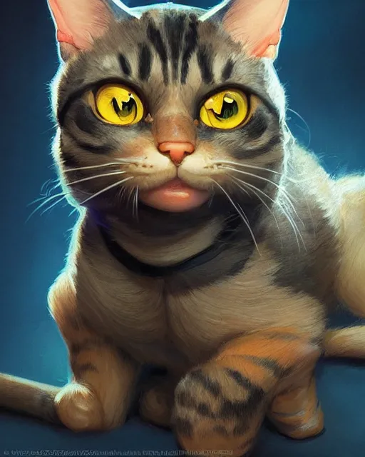 Image similar to ms. fortune the cat | highly detailed | from the pixar film sneaky cats | very intricate | cinematic lighting | award - winning | closeup portrait | by donato giancola and mandy jurgens and charlie bowater | featured on artstation