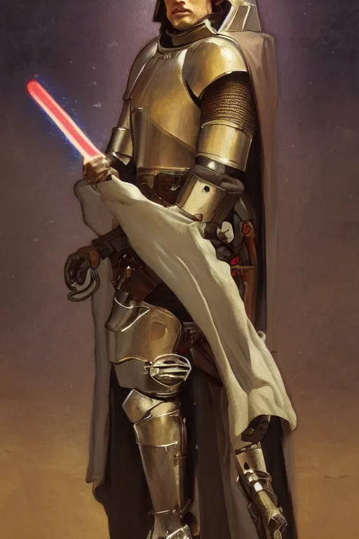 Prompt: a full body fantasy portrait oil painting illustration of a medieval knight by Justin Sweet and Greg Rutkowski and Alphonse Mucha with face and body clearly visible, Star Wars, sith, forgotten realms, artstation trending, high quality, sombre mood, artstation trending, muted colours, no crop, entire character!,