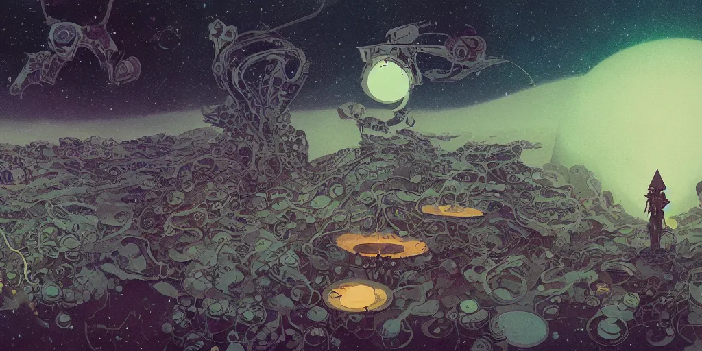 Image similar to unpublished photo of ufo, by victo ngai & peter mohrbacher