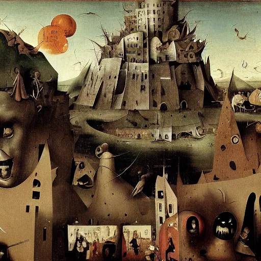 Image similar to the joker, drama, chaos matte painting by hieronymus bosch and zidislaw beksinsky