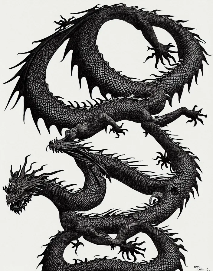 Image similar to dragon by m. c. escher