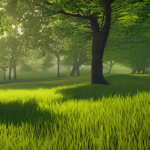 Image similar to beautiful green meadow, in the style of anessa silzer on artstation and salva gomez on artstation, 4 k,