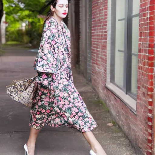 Image similar to brushed loose floral fashion print inspired by wgsn trend