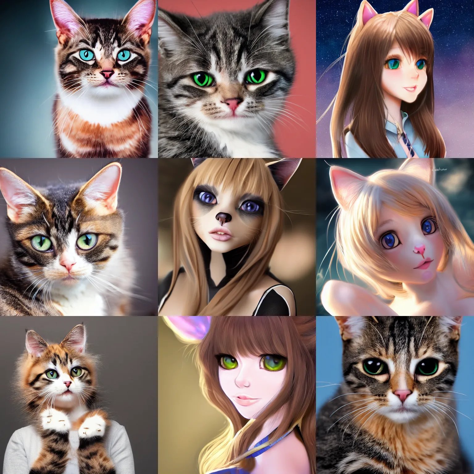 a real life photo of a cute cat girl, high resolution, | Stable Diffusion