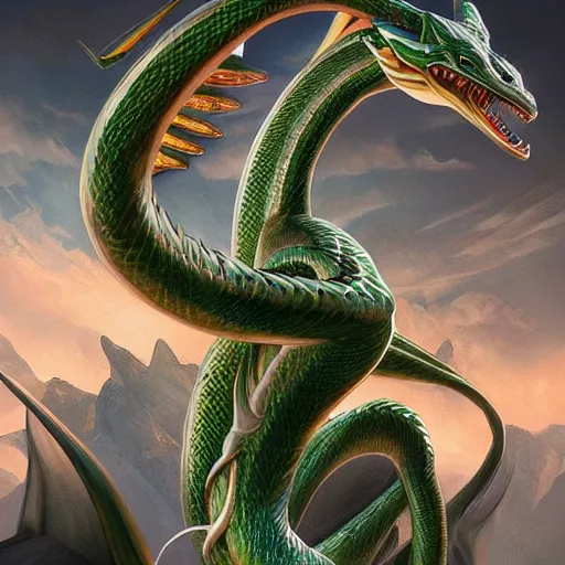 Prompt: hyperrealistic photo of rayquaza, a snakelike dragon pokemon, character design, concept art, studio lighting, ultra detailed, structured art, ultra detailed, artstation, cinematic art