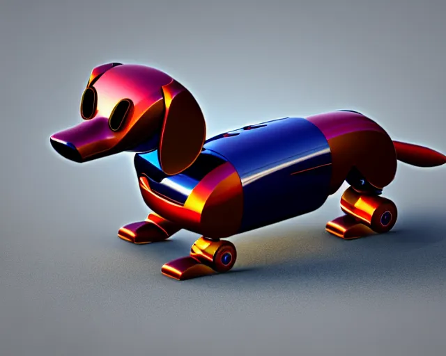 Prompt: dachshund robot, 4 k