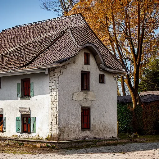 Prompt: A house in a Polish village, photography