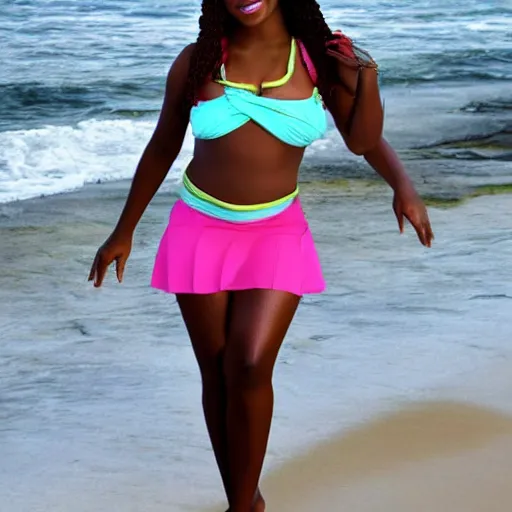 Prompt: beutiful african american female on a beach