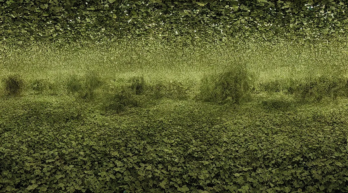 Image similar to stunningly beautiful large format photo of an empty room, one wall opens to psychedelic overgrown alien garden, by jeff wall, 10k