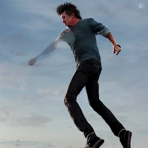 Image similar to hyperrealistic dslr film still of sean penn riding a unicycle, stunning 8 k octane comprehensive 3 d render, inspired by istvan sandorfi & greg rutkowski & unreal engine, perfect symmetry, dim volumetric cinematic lighting, extremely hyper - detailed, incredibly real lifelike attributes & flesh texture, intricate, masterpiece, artstation, stunning