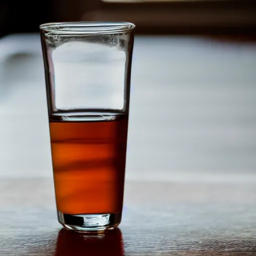 Prompt: close - up of a glass of water, lips of a young teenage girl with brown hair from behind in a modern kitchen, sigma, unframed, blur, depth field, realistic face, f 1. 8