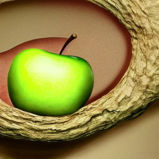 Image similar to a worm crawling out of an apple