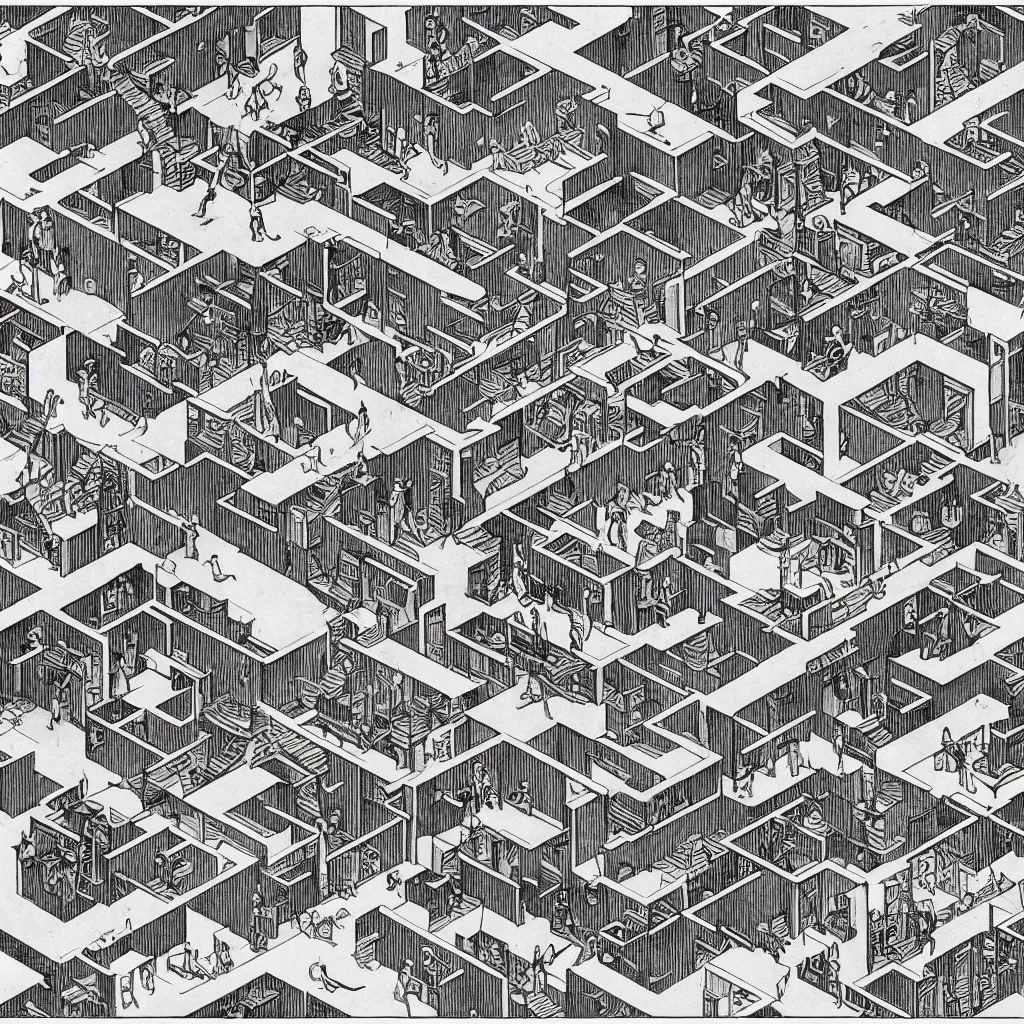 Image similar to the internet, drawn by m. c. escher