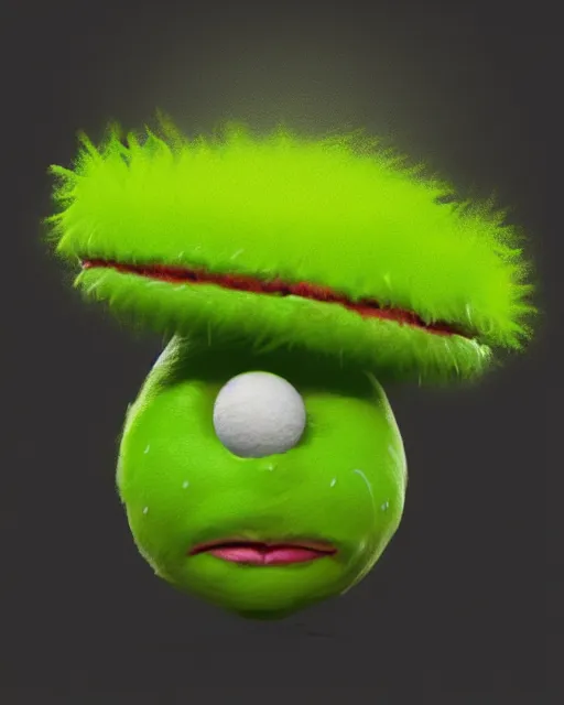 Image similar to highly detailed vfx portrait of a character of a tennis ball monster stephen bliss, chalk, unrealengine, basil gogos