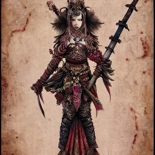 Prompt: Apsaras warrior with sword in hand ,traditional Chinese textures, hyper detailed, by Brook Shaden