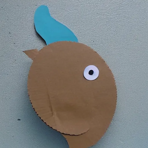 Prompt: dolphin made of cardboard