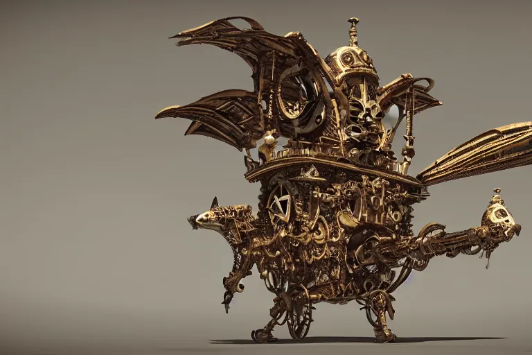 Image similar to Gigantic luxury baroque steampunk birdshaped spaceship made of bone, rendered in unreal engine 5, cryengine, arnold and zbrush, epic lighting