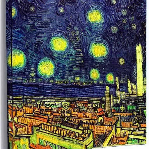 Prompt: cyberpunk city by van gogh