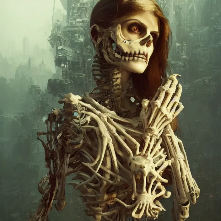 Intricate Fusion: Skeletons, Portraits, and Geometric Shapes