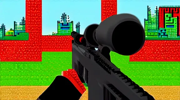 Image similar to og early fps shooter style homage 90s shooter early automatic 2000s