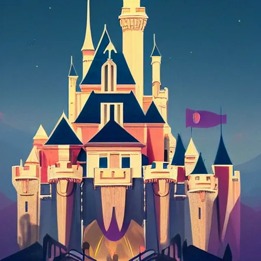 Image similar to Art Deco Disneyland castle, fantasy, artstation