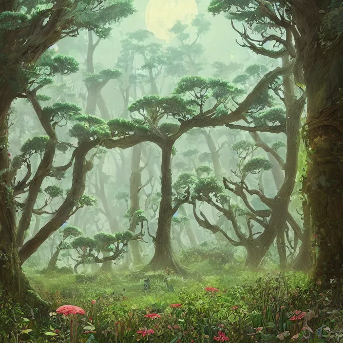 Prompt: ancient forest clearing, fairy circles, a poster by studio ghibli, featured on pixiv, environmental art, hd, highly detailed and intricate masterpiece