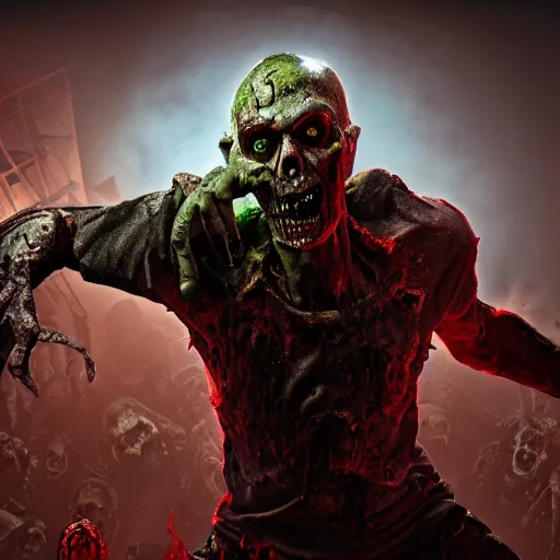 Image similar to zombie from doom eternal, photography