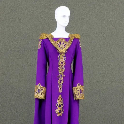 Prompt: Intricate, Byzantine, Exquisite, Regal, Royal, Tyrian purple gilded medieval byzantine tunic