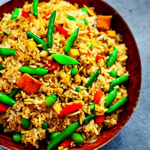 Image similar to a photograph of the new tofu fried rice, chinese dish from my local chinese restaurant, cooked to perfection, food photography