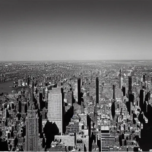 Prompt: Photo of New York City in the year 1950, black and white, photorealistic,