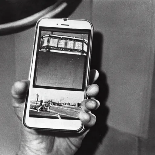 Prompt: 1942 photograph of the original analog Iphone